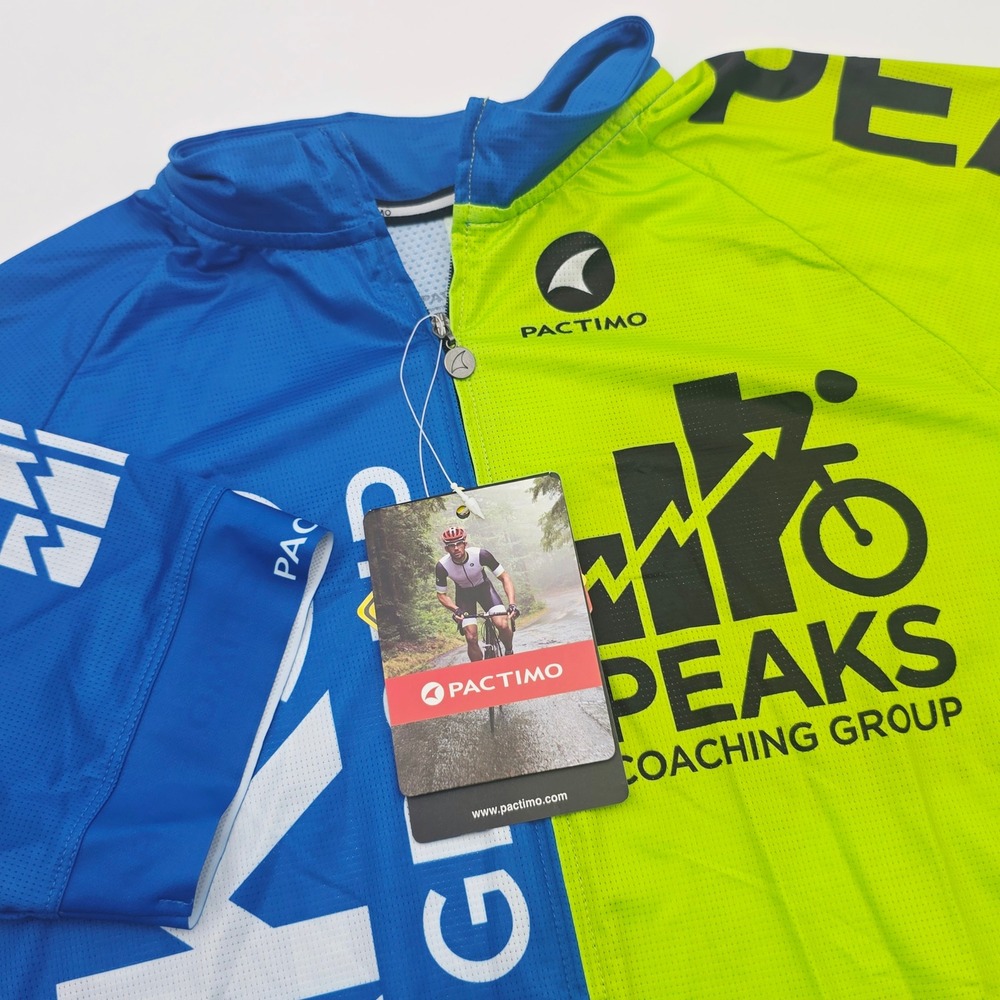 Pactimo Men 3XL Peaks Coaching Group Cycling Jersey Full Zip Blue Neon Green New
